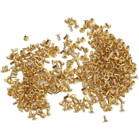 500 Pcs Rivets Creux Laiton DIY, Rivets Décoratifs Percés, Boucles Œillet Cuivre 4.8x2.3x5.5mm pour Projets Créatifs