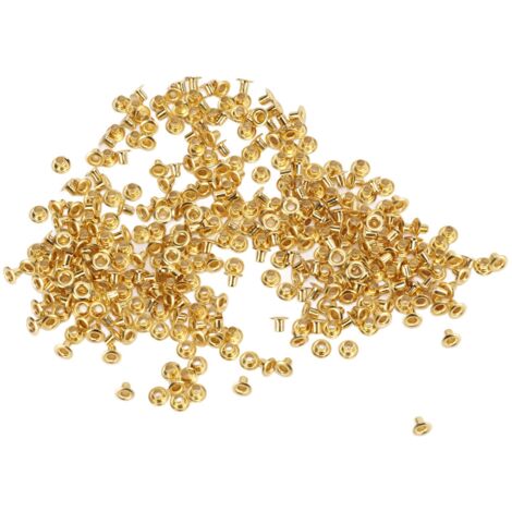 500 Pcs Rivets Creux Laiton pour DIY, Rivets Décoratifs à Trou Transversal, Boucles Œillet Cuivre 4.8x2.3x3.5mm