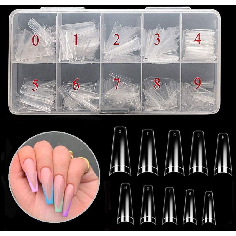 Image of 500 pcs transparent coffin false nails,&hellip;