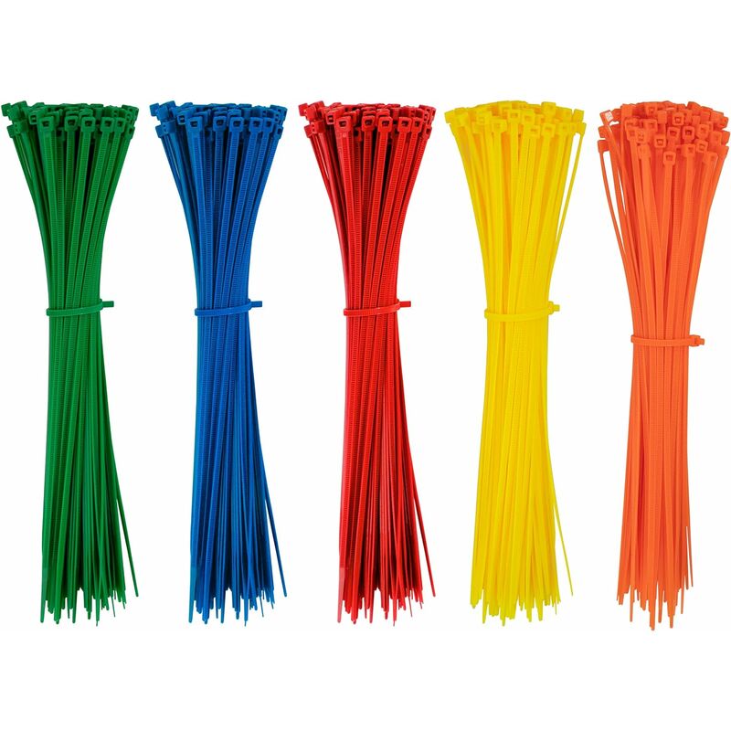 Ersandy - 500 Pièces Serre-câbles Plastique Colorées 200mm x 2,8 mm Attaches de Câble en Électriques Nylon Autobloquantes pour Gestion de Câblesde