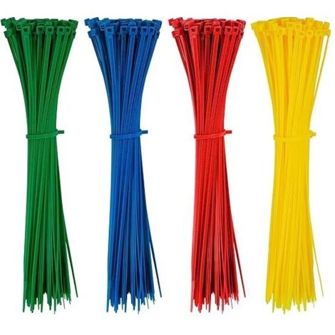 500 Pièces Attache Cable Plastique Colorées 200mm x 2,8 mm Collier de Serrage Serre Câbles en Électriques Nylon Autobloquantes pour Cable Management Jardinage