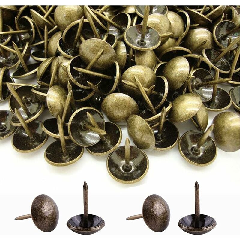 500 Pièces Clous de Tapissier, Basicon Robuste 17X11 MM Bronze Clous Tapissier Décoratifs Clou Rétro DIY Clous d'Ameublement pour Meubles Canapés