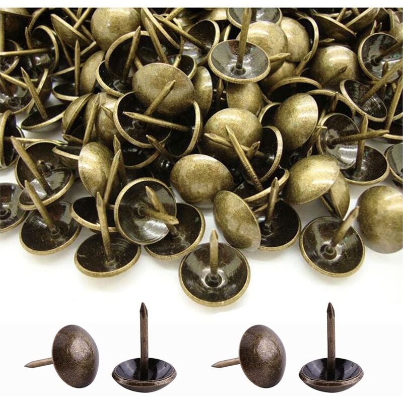 500 Pièces Clous de Tapissier, Robuste 17X11 mm Bronze Clous Tapissier Décoratifs Clou Rétro diy Clous d'Ameublement pour Meubles Canapés Fauteuils