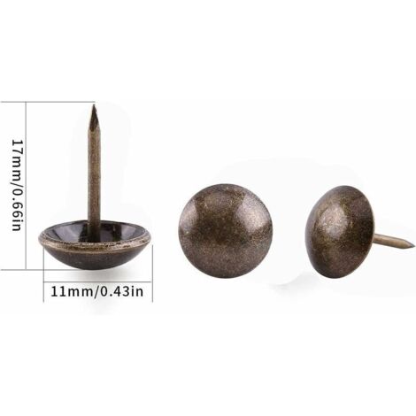 500 Pièces Clous de Tapissier, Robuste 17X11 MM Bronze Clous Tapissier Décoratifs Clou Rétro DIY Clous d'Ameublement pour Meubles Canapés Fauteuils Lits Chaises Vintage Decoratif