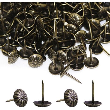 500 Pièces Clous de Tapissier, Robuste 17X11 MM Bronze Clous Tapissier Décoratifs Clou Rétro DIY Clous d'Ameublement pour Meubles Canapés Fauteuils Lits Chaises Vintage Decoratif, Bronze