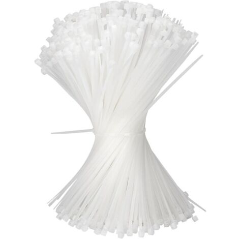 500 Pièces Collier de Serrage Blanc 200 x 2,5 mm Attache Câble Plastique Serre Câbles Électriques pour Cable Management Jardinage