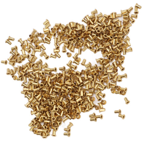 500 pièces d'œillets en laiton perforés décoratifs, haute résistance à la corrosion, boucles en cuivre 1,7x3,5x2,8mm pour bricolage et couture