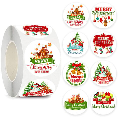25 Etiquettes autocollantes, étiquettes adhésives 35 mm Joyeux Noël,  emballage commande, sticker emballage cadeau - Clarashop