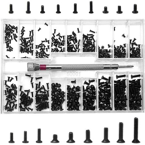 500 pièces mini - vis set, tête fraisée tête plate tête ronde petite vis, 18 spécifications combo set