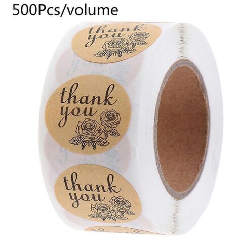 500 pièces/rouleau, 15 motifs d'autocollants ronds Kraft « Merci » à fleurs, pour scrapbooking, emballage cadeau et papeterie.