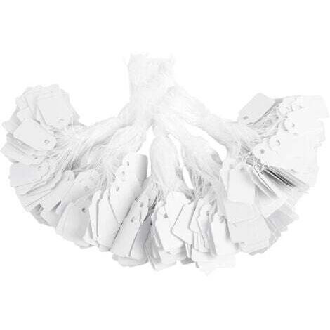 500 Preisetiketten aus Papier (weiß, 1,3 x 2,6 cm), gravierbare Blanko-Preisetiketten mit Band, geeignet für die Verpackung von Hochzeitsgeschenken, Kleidung und Schmuck