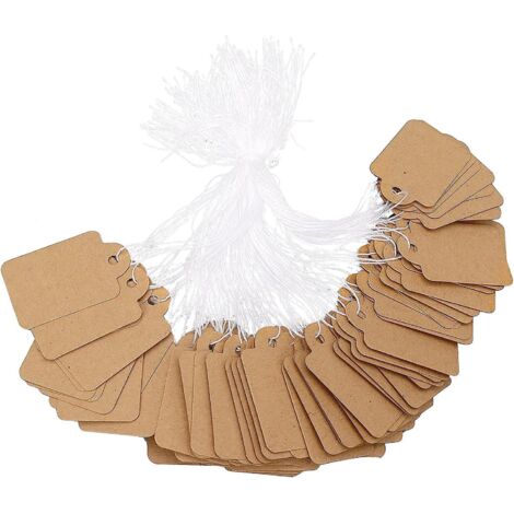 500 Preisschilder mit Schnur, Kennzeichnungsetiketten, Kraftpapier-Preisschilder, bedruckbare Kraftpapier-Preisschilder, Blanko-Preisschilder mit elastischem Aufhängeband