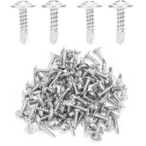 500 rondelles cruciformes M4,2 x 16 mm en acier inoxydable 410, vis autotaraudeuses à queue de perçage