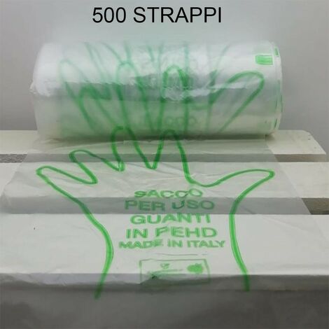 500 sacchetti a strappo uso guanto ortofrutta in polietilene cm 21x30 a rotolo mille usi  in campeggio bricolage fai da te