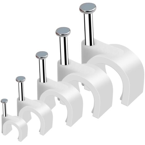 500 serre-câbles avec clou en acier, blancs, pour câbles de 4 mm, 5 mm, 6 mm, 8 mm et 10 mm. Serre-câbles muraux, agrafes pour câbles, serre-câbles pour fixation murale.-AquaForge