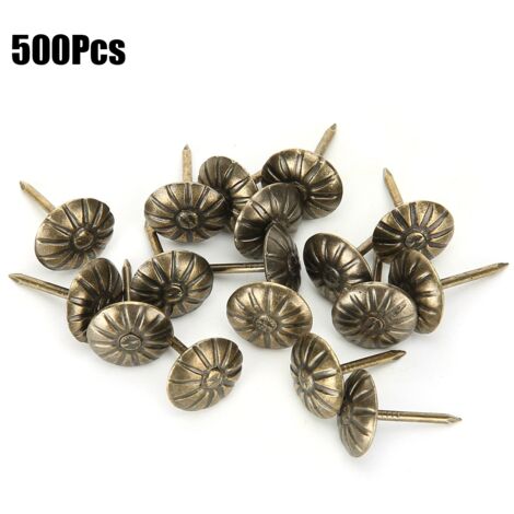 500 Stück 11 x 16 mm Bubble-Nägel mit Chrysanthemenmuster, Retro-Bronze-Dekor, Sofabefestigungen