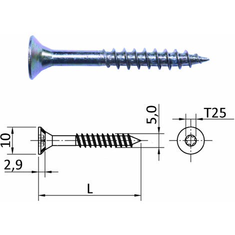 500 Stück JD Spanplattenschrauben I-Stern (Torx) Ø 5,0 mm L: 50 mm