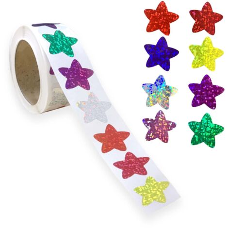 500 Stück/Rolle, 2,5 cm Rolle selbstklebende Sternaufkleber, Belohnungstabellen, dekorative Aufkleber, Etiketten (Sterne)