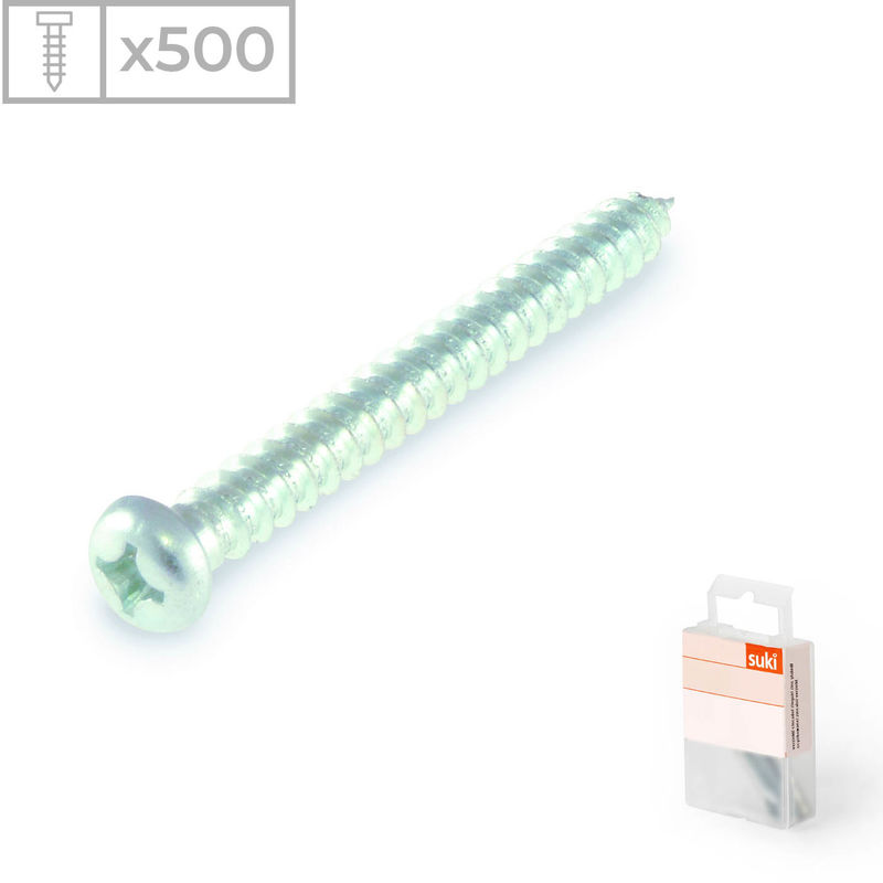

Suki - 500 Tornillos para madera con cabeza redonda fabricado en acero zincado, medidas 4,0x35mm