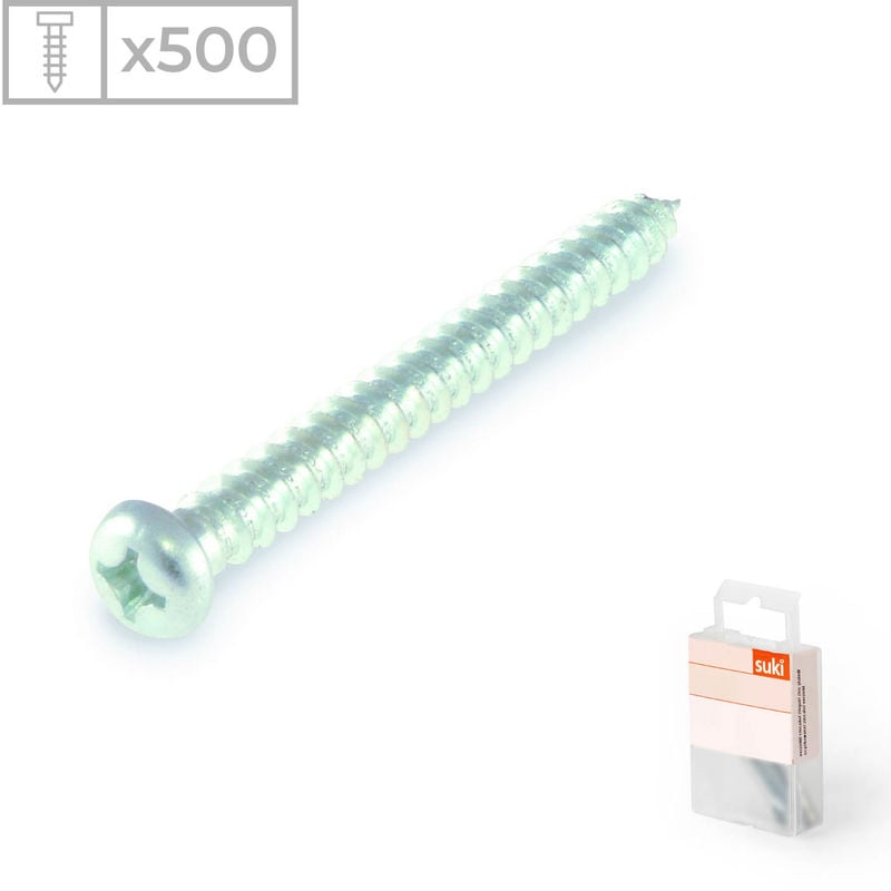 

Suki - 500 Tornillos para madera con cabeza redonda fabricado en acero zincado, medidas 5,0x30mm