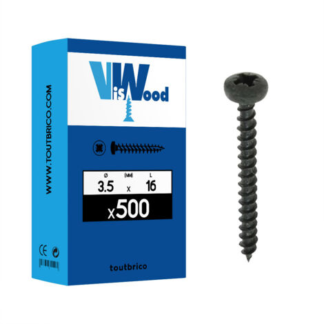 500 vis agglo 3.5x16mm cylindrique Pz zingué Viswood
