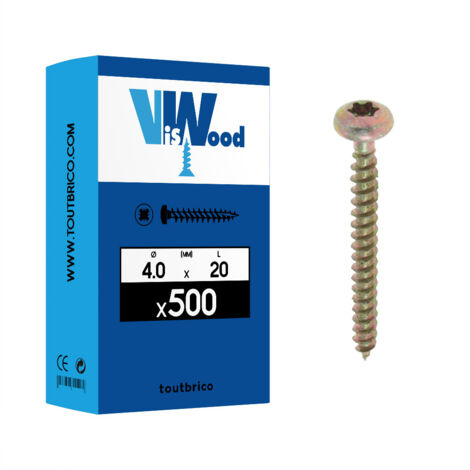 500 vis agglo 4x20mm cylindrique Tx zingué Viswood