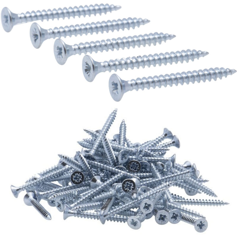 500 vis agglo tête fraisée pozidriv acier zingués blanc - Diamètre 4 mm - Longueur 50 mm