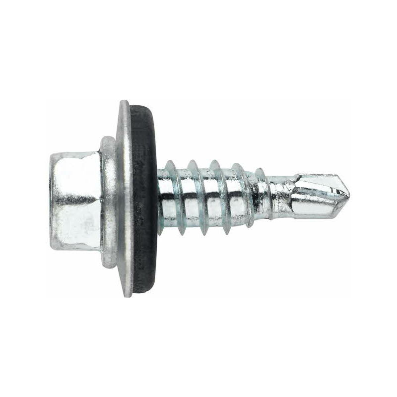 Vis autoperceuse - Tête hexagonale - Pointe foreuse reduite - Rondelle vulcanisée acier-EPDM 5,5 x 22 P16 - Boite de 500