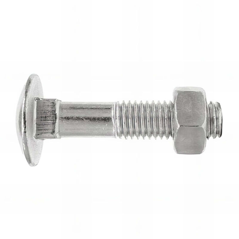 500 vis tête ronde M5 x 16 mm à collet carrées et écrou hexagonal, zingué