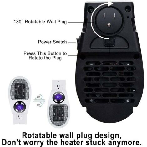 500 Watt Keramik Heizlüfter Mini Heizlüfter Sparsamer Tragbarer Heizlüfter Steckerheizer mit Thermostat und Timer