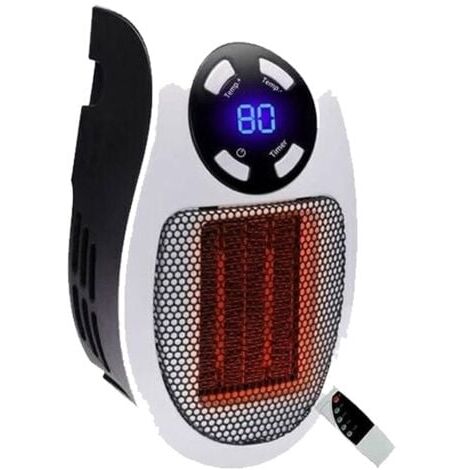 500-Watt-Keramik-Heizlüfter, Mini-Heizlüfter, tragbar, sparsam, Plug-in-Heizung mit Thermostat und Timer, für Büro, Schlafzimmer, Wohnzimmer (weiß, mit Fernbedienung)