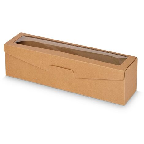 500 x Präsentkarton für 1 Flasche 380x95x90 mm Kraftpapier Fenster Natur