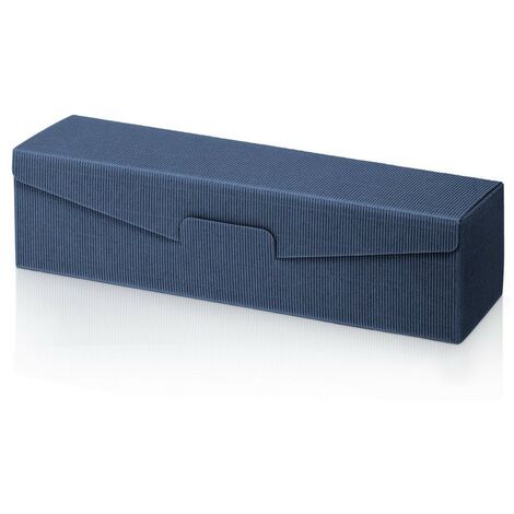 500 x Präsentkarton für 1 Flasche 380x95x90 mm offene Welle Blau