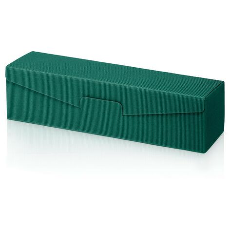 500 x Präsentkarton für 1 Flasche 380x95x90 mm offene Welle Grün