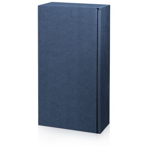 500 x Präsentkarton für 2 Flaschen 360x180x90 mm offene Welle Blau