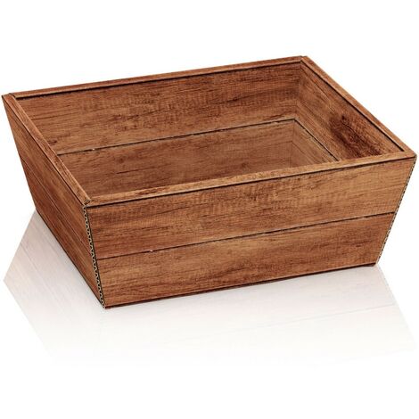 500 x Präsentkorb Geschenkkorb 195x145x100 mm Holzoptik Braun