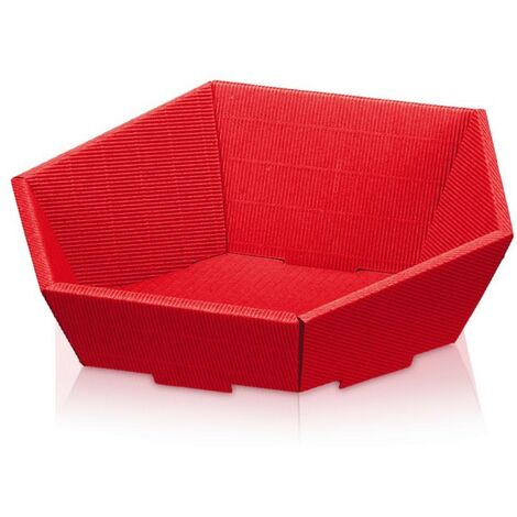 500 x Präsentkorb Geschenkkorb 290x270x60/105 mm offene Welle Rot