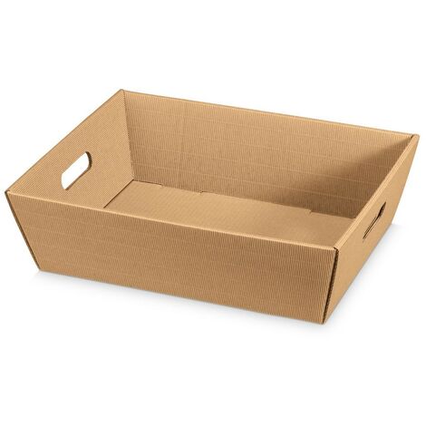 500 x Präsentkorb Geschenkkorb 370x270x120 mm offene Welle Natur