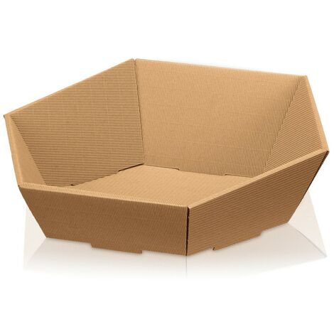 500 x Präsentkorb Geschenkkorb 465x415x90/155 mm offene Welle Natur