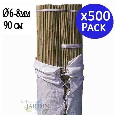 SUINGA 500 x Tutor de bambu natural 90 cm, 6-8 mm. Varillas de bambu ecologicas para sujetar arboles, plantas y hortalizas