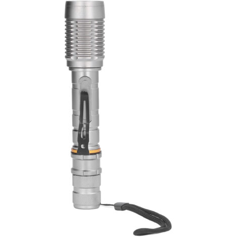5000 Lumen Zoom-Taschenlampe mit 5 Leuchtmodi, wasserdicht für Camping, Wandern, Notfälle und den Heimgebrauch – Grau