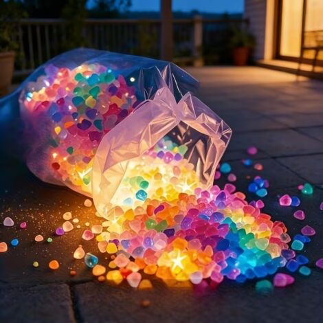 50000pcs Pierres Luminescentes, Galets Lumineux Colorée, Pierres Décoratives dans La Nuit pour Jardin Extérieur Aquarium Passerelles