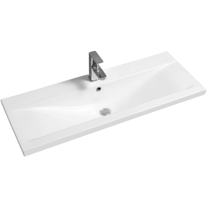 5004 Ceramic 101cm Mid-Edge Inset Basin with Dipped Bowl