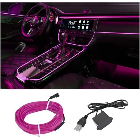 500CM Éclairage Intérieur De Voiture , Fil Pour Atmosphère Voiture LED Intérieur Décoration Bande , Fil Néon USB 5V Avec Protection Par Fusible , Décoration Intérieure De Voiture (Violet)