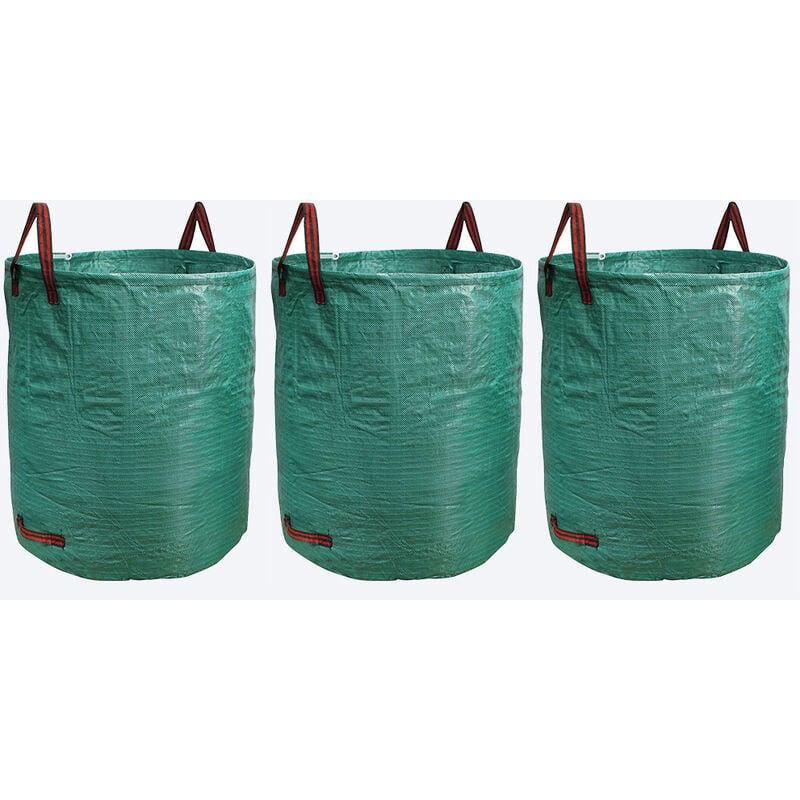 Haloyo - 500L 3pcs sacs de jardin Sac de jardin réutilisable en Tissu tissé enduit de polypropylène - Vert