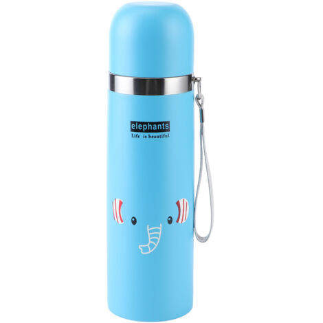 500ml Cartoon Vacuum Cup Portable Stainless Steel Insulation Water Bottle for ChildrenBlue 500ml