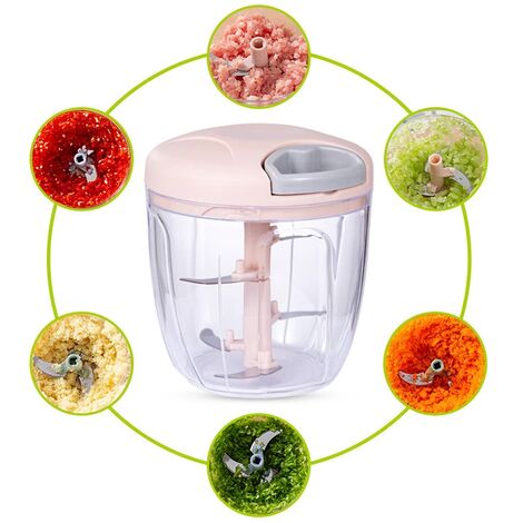 500ml Manual Food Processor Vegetable Chopper Portable Hand-powered Garlic  Onion Cutter Suitable For Vegetables, Fruits, Nuts, Herbs, Etc. (1pc Pink)