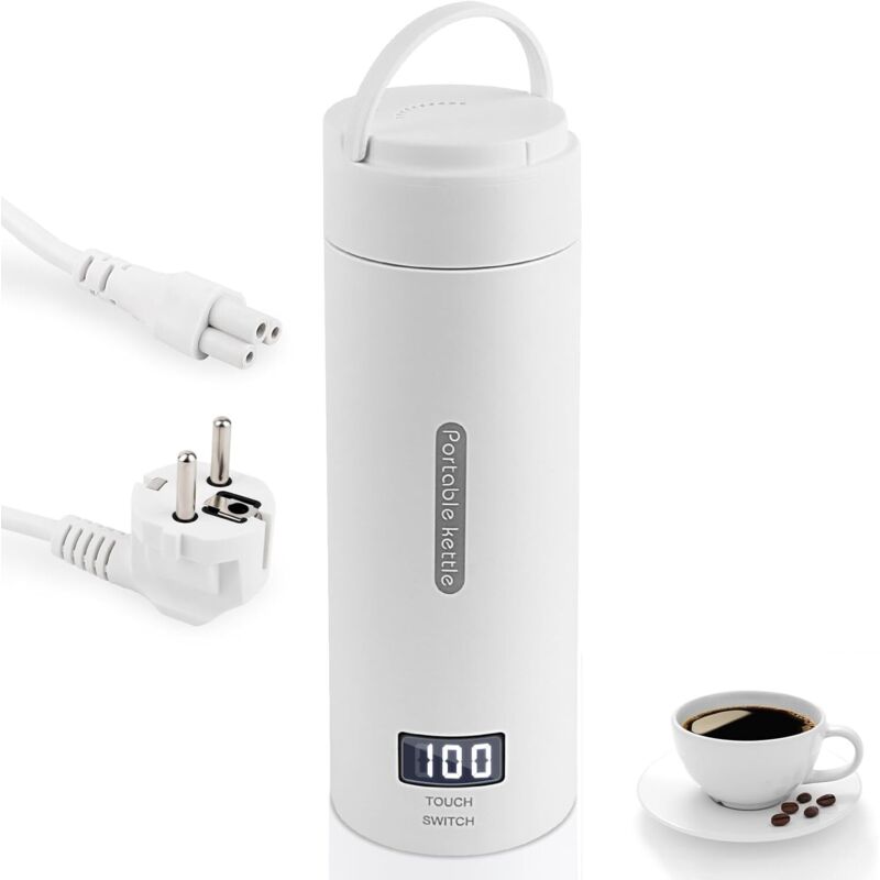500ML Portable Electric Kettle, Electric Water Cup, Heated Travel Mug, with Temperature Control, Stainless Steel Kettle, 220V, Multiple Temperature