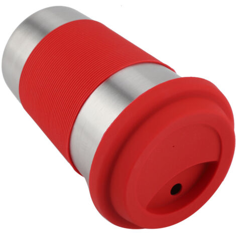 500ml Stainless Steel Cup Drinking with Silicone Cover & Lid Heat Insulation Water Bottle (Red)