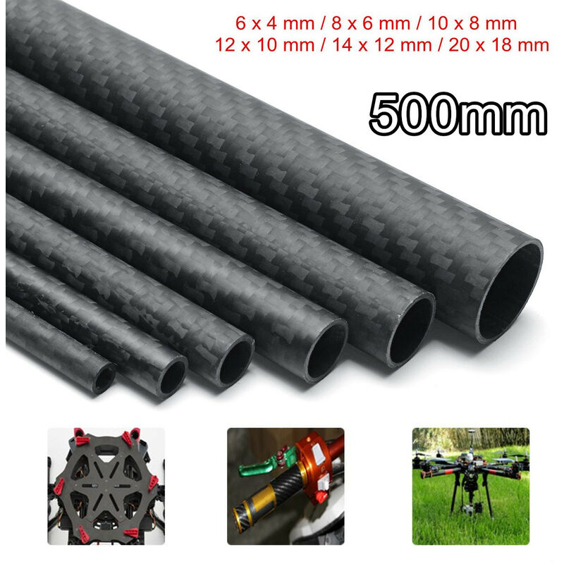 

500mm 3K tubo de fibra de carbono tubo mate RC modelo de aire accesorios de pieza 6-20mm 6 * 4mm 6x4mm